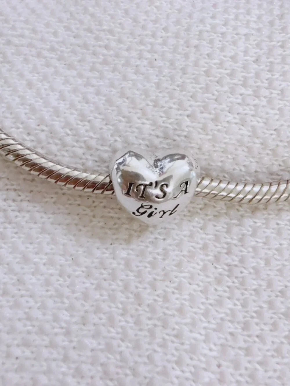 It’s a Girl Handprint Heart Charm Silver Charm For Pandora Bracelet